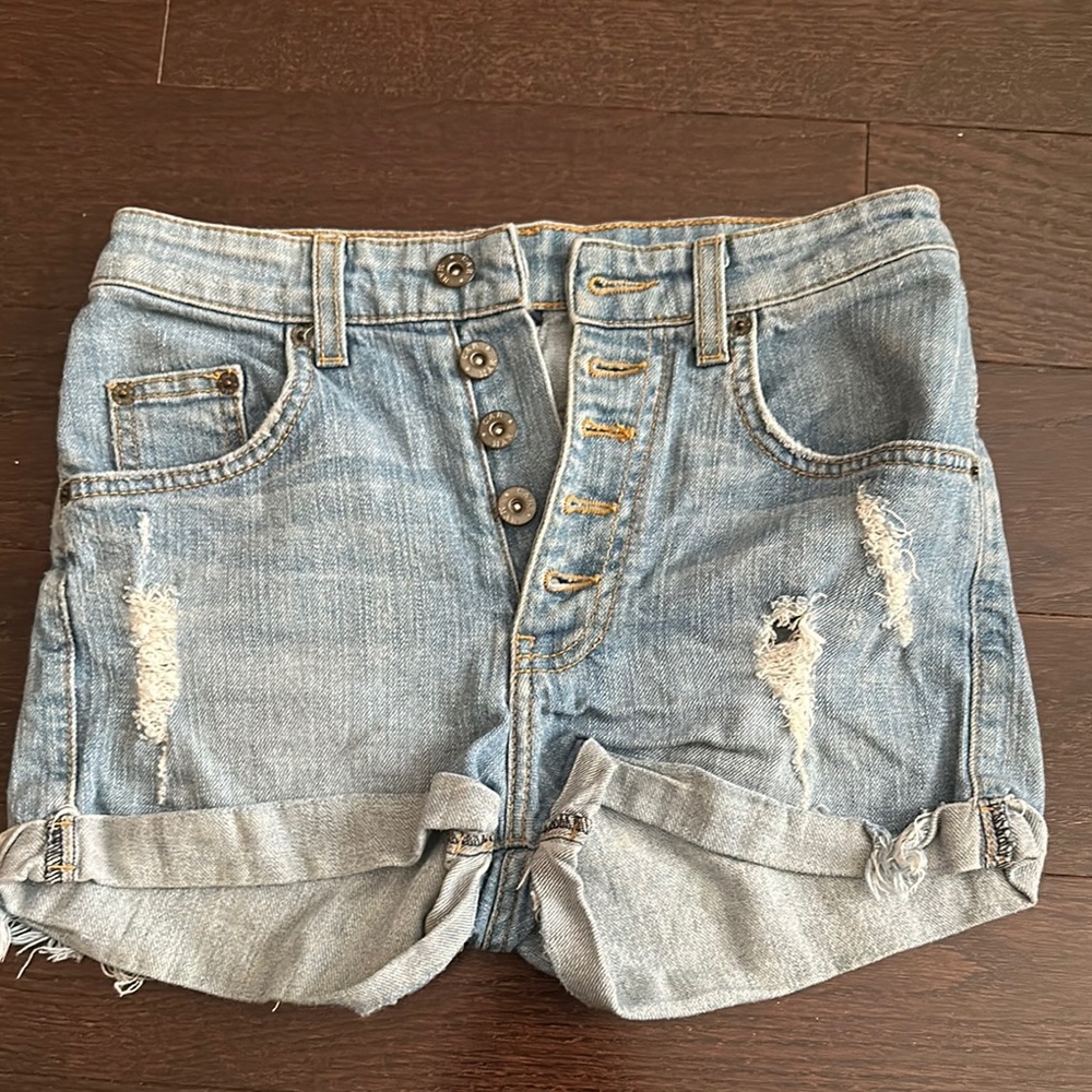 Carmar Blue Jean Shorts Distressed Frayed Hem